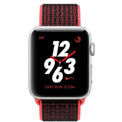 Apple Watch Nike+ LTE 42 мм (серебристый алюминий/черный, красный) [MQLE2] фото 2