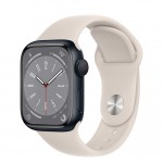 Apple Watch Series 8 41 мм (алюминиевый корпус, полуночный/звездный свет, спортивный силиконовый ремешок)