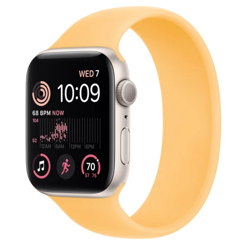 Apple Watch SE 2 44 мм (алюминиевый корпус, звездный свет/солнечное сияние, силиконовый ремешок)