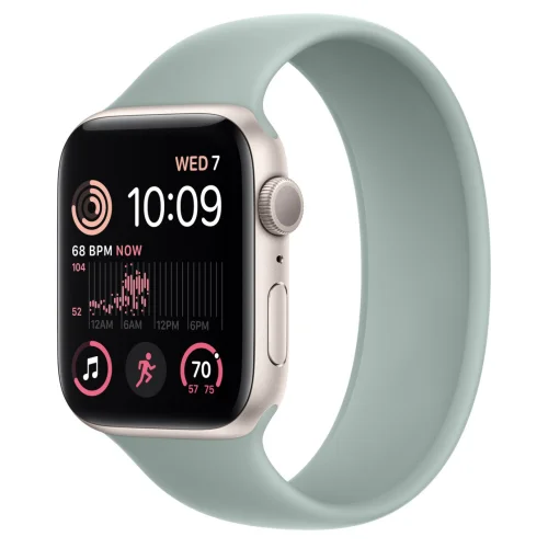 Apple Watch SE 2 44 мм (алюминиевый корпус, звездный свет/суккулент, силиконовый ремешок)