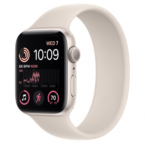 Apple Watch SE 2 44 мм (алюминиевый корпус, звездный свет/звездный свет, силиконовый ремешок) фото 1