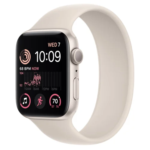 Apple Watch SE 2 44 мм (алюминиевый корпус, звездный свет/звездный свет, силиконовый ремешок)