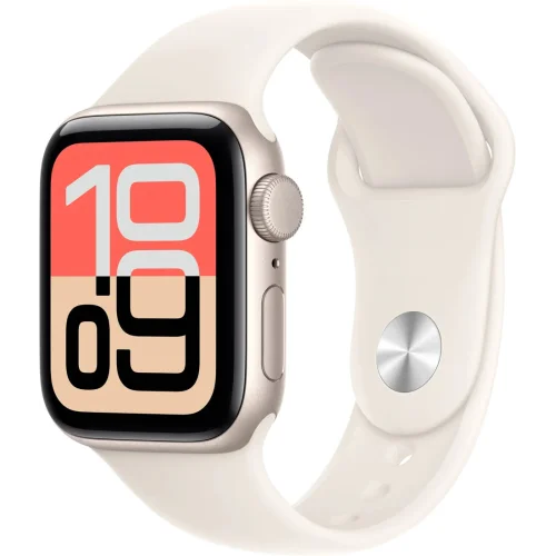 Apple Watch SE 3 40 мм (алюминиевый корпус, звездный свет/звездный свет, спортивный силиконовый ремешок)