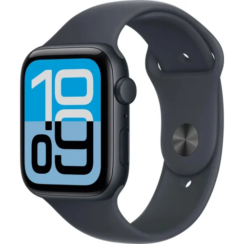 Apple Watch SE 3 44 мм (алюминиевый корпус, полуночный/полуночный, спортивный силиконовый ремешок)