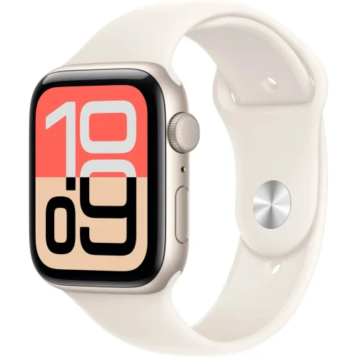 Apple Watch SE 3 44 мм (алюминиевый корпус, звездный свет/звездный свет, спортивный силиконовый ремешок)