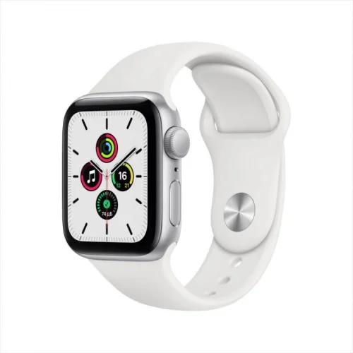 Apple Watch SE 44 мм (алюминий серебристый/белый спортивный)