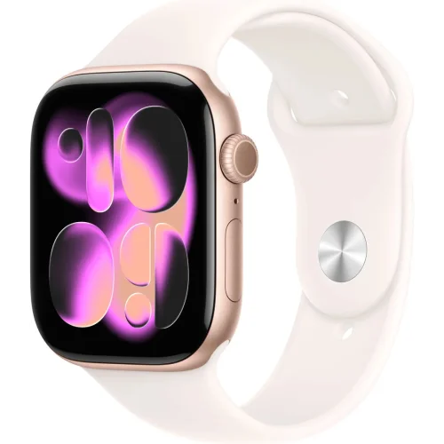 Apple Watch Series 11 46 мм (алюминиевый корпус, розовое золото/легкие румяна, спортивный силиконовый ремешок)
