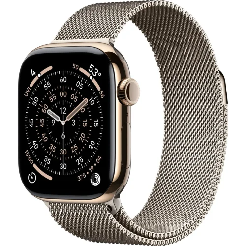 Apple Watch Series 11 LTE 42 мм (титановый корпус, золотистый/природный, миланская петля)