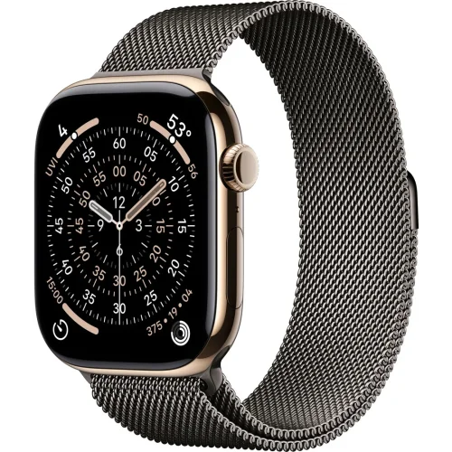 Apple Watch Series 11 LTE 46 мм (титановый корпус, золотистый/сланец, миланская петля)