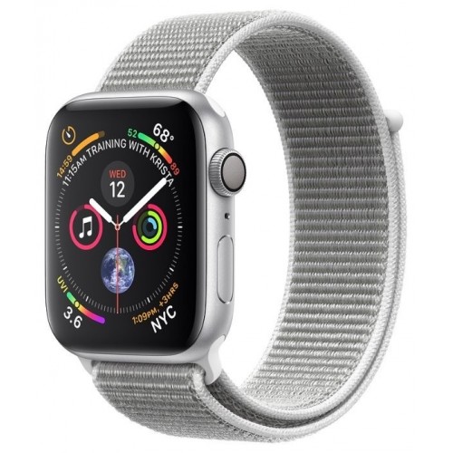 Apple Watch Series 4 40 мм (алюминий серебристый/нейлон белая ракушка)