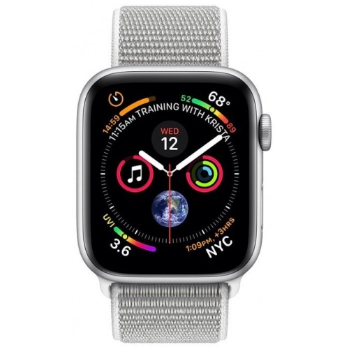Apple Watch Series 4 44 мм (алюминий серебристый/нейлон белая ракушка) фото 2