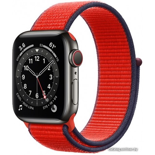 Apple Watch Series 6 40 мм (сталь графитовый/красный нейлон)