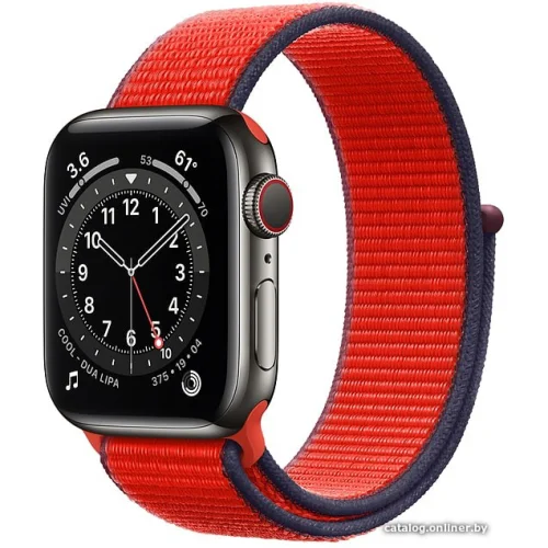Apple Watch Series 6 40 мм (сталь графитовый/красный нейлон)