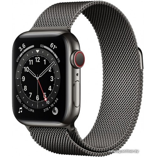 Apple Watch Series 6 LTE 40 мм (сталь графитовый/миланский черный) фото 1