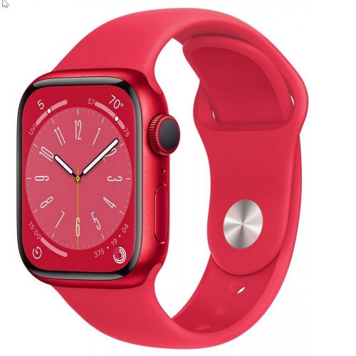 Apple Watch Series 8 41 мм (алюминиевый корпус, красный/красный, спортивный силиконовый ремешок)