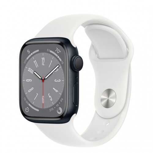 Apple Watch Series 8 41 мм (алюминиевый корпус, полуночный/белый, спортивный силиконовый ремешок) фото 1
