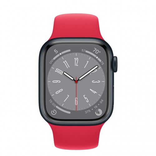 Apple Watch Series 8 41 мм (алюминиевый корпус, полуночный/красный, спортивный силиконовый ремешок) фото 2