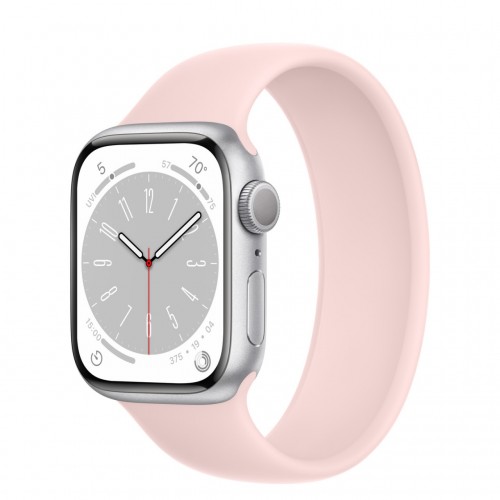 Apple Watch Series 8 41 мм (алюминиевый корпус, серебристый/розовый мел, силиконовый ремешок) фото 1