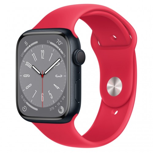 Apple Watch Series 8 45 мм (алюминиевый корпус, полуночный/красный, спортивный силиконовый ремешок) фото 1