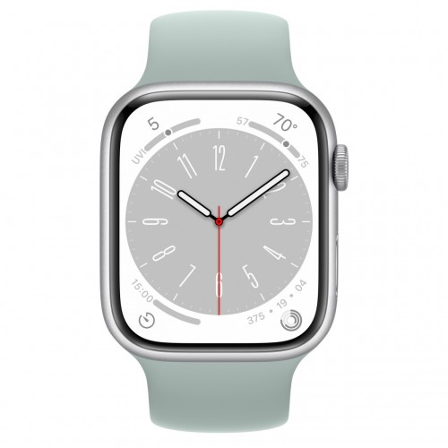 Apple Watch Series 8 45 мм (алюминиевый корпус, серебристый/суккулент, силиконовый ремешок) фото 2