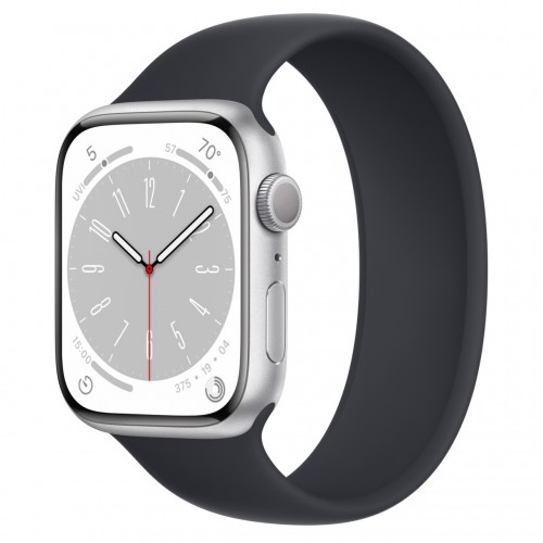 Apple Watch Series 8 45 мм (алюминиевый корпус, серебристый/темно-серый, силиконовый ремешок) фото 1