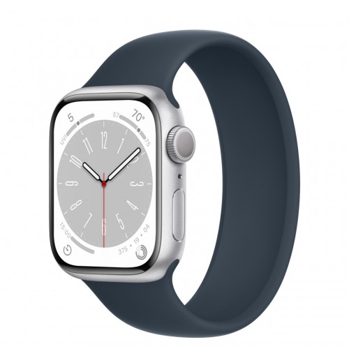 Apple Watch Series 8 LTE 41 мм (алюминиевый корпус, серебристый/синий шторм, силиконовый ремешок) фото 1