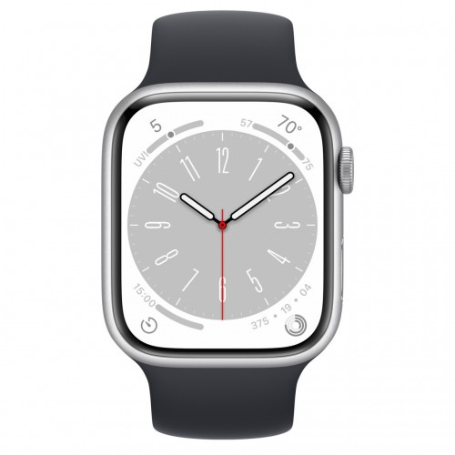 Apple Watch Series 8 LTE 45 мм (алюминиевый корпус, серебристый/темно-серый, силиконовый ремешок) фото 2
