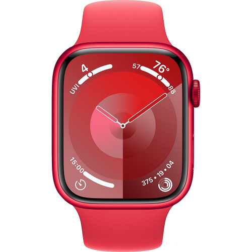 Apple Watch Series 9 45 мм (алюминиевый корпус, красный/красный, спортивный силиконовый ремешок S/M) фото 2