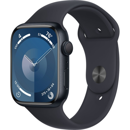 Apple Watch Series 9 45 мм (алюминиевый корпус, полуночный/полуночный, спортивный силиконовый ремешок M/L) фото 1