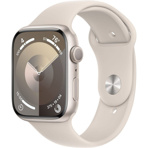 Apple Watch Series 9 45 мм (алюминиевый корпус, звездный свет/звездный свет, спортивный силиконовый ремешок M/L) фото 1