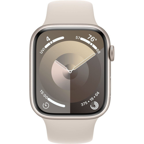 Apple Watch Series 9 45 мм (алюминиевый корпус, звездный свет/звездный свет, спортивный силиконовый ремешок M/L) фото 2