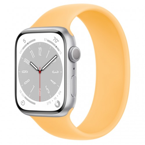 Apple Watch Series LTE 8 45 мм (алюминиевый корпус, серебристый/солнечное сияние, силиконовый ремешок)