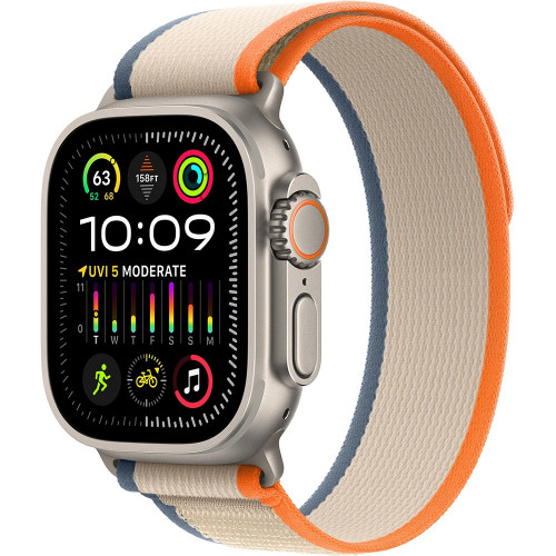 Apple Watch Ultra 2 LTE 49 мм (титановый корпус, титановый/бежево-оранжевый, нейлоновый ремешок размера S/M) фото 1