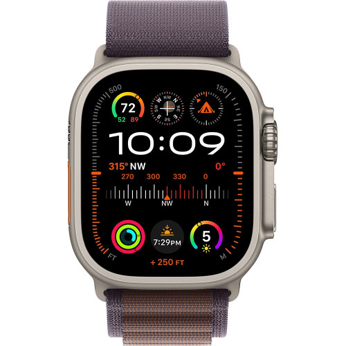 Apple Watch Ultra 2 LTE 49 мм (титановый корпус, титановый/индиго, текстильный ремешок размера L) фото 2