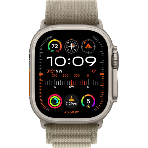 Apple Watch Ultra 2 LTE 49 мм (титановый корпус, титановый/оливковый, текстильный ремешок размера M) фото 2