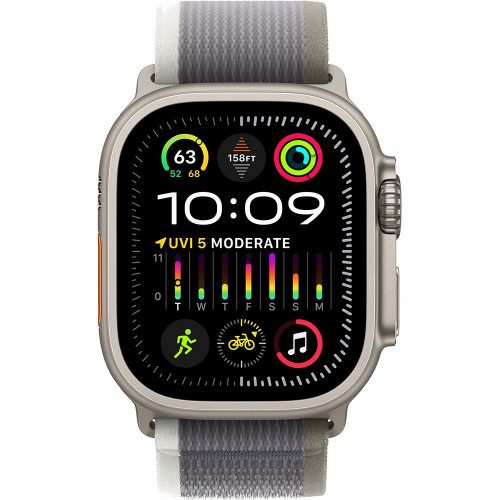 Apple Watch Ultra 2 LTE 49 мм (титановый корпус, титановый/серо-зеленый, нейлоновый ремешок размера S/M) фото 2