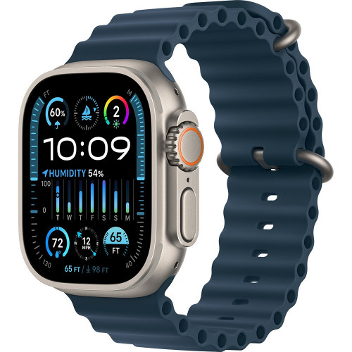 Apple Watch Ultra 2 LTE 49 мм (титановый корпус, титановый/синий, ремешок из эластомера)
