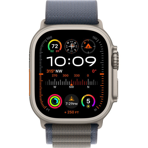 Apple Watch Ultra 2 LTE 49 мм (титановый корпус, титановый/синий, текстильный ремешок размера M) фото 2