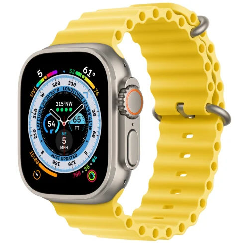 Apple Watch Ultra LTE 49 мм (титановый корпус, титановый/желтый, ремешок из эластомера)