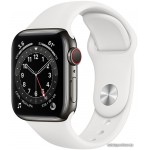 Apple Watch Series 6 LTE 40 мм (сталь графитовый/белый спортивный)