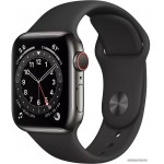 Apple Watch Series 6 LTE 40 мм (сталь графитовый/черный спортивный)