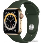 Apple Watch Series 6 LTE 40 мм (сталь золотистый/зеленый спортивный)