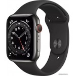 Apple Watch Series 6 LTE 44 мм (сталь графитовый/черный спортивный)
