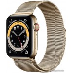 Apple Watch Series 6 LTE 44 мм (сталь золотистый/миланский золотой)