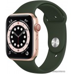 Apple Watch Series 6 LTE 44 мм (сталь золотистый/зеленый спортивный)