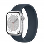 Apple Watch Series 8 41 мм (алюминиевый корпус, серебристый/синий шторм, силиконовый ремешок)
