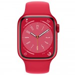 Apple Watch Series 8 45 мм (алюминиевый корпус, красный/красный, спортивный силиконовый ремешок) фото 2