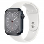 Apple Watch Series 8 45 мм (алюминиевый корпус, полуночный/белый, спортивный силиконовый ремешок)