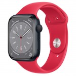 Apple Watch Series 8 45 мм (алюминиевый корпус, полуночный/красный, спортивный силиконовый ремешок)