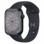 Apple Watch Series 8 45 мм (алюминиевый корпус, полуночный/полуночный, спортивный силиконовый ремешок) фото 1